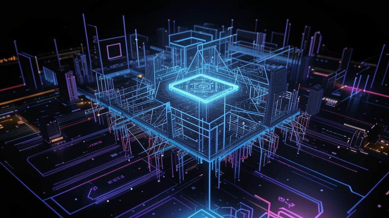 Abstract visualization of AI governance architecture