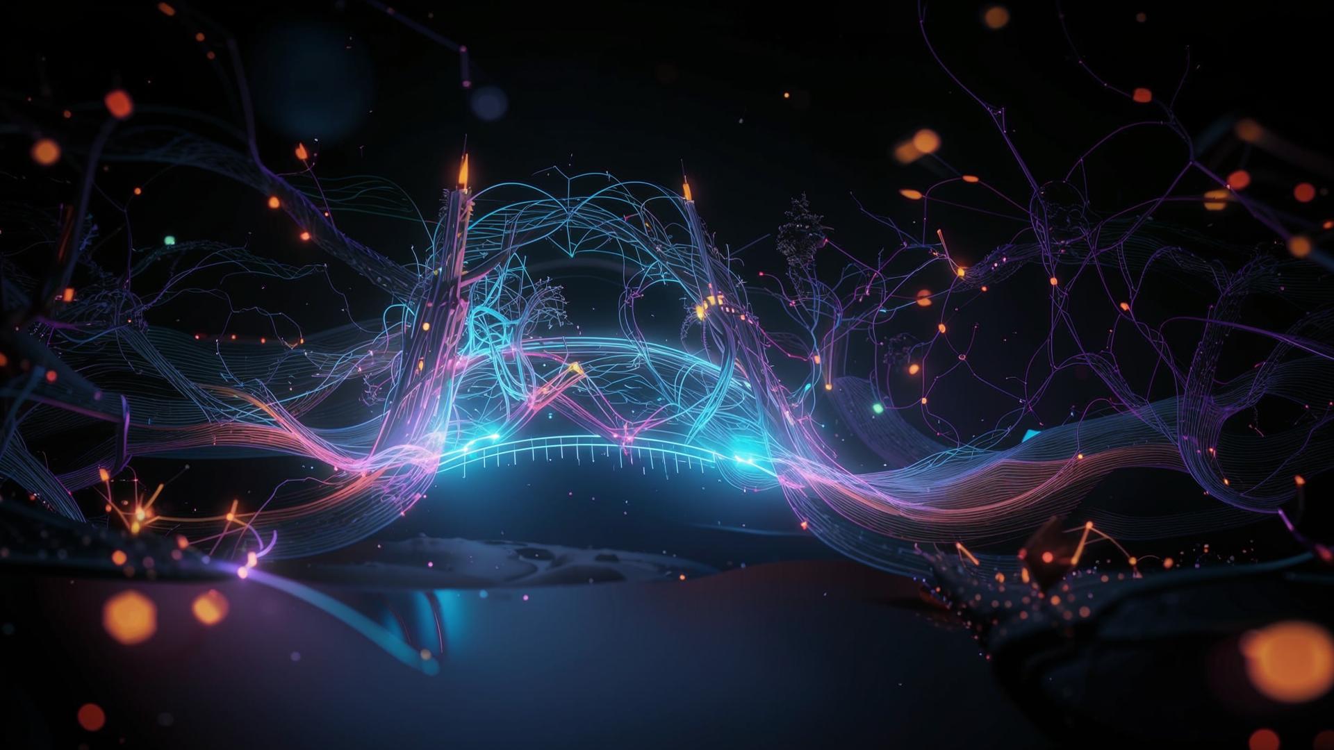Evolving Neural Arc representing AI knowledge stream